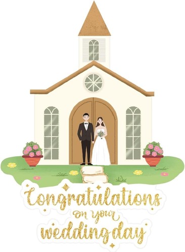 Wedding Day Card -3D Pop Up Card Featuring a Church and Couple - Picture 4 of 4