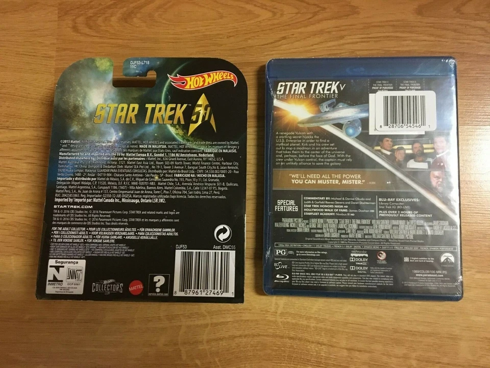 Hot Wheels Retro Star Trek USS Enterprise + The Final Frontier Blue Ray Disc Lot Foto 4 de 4