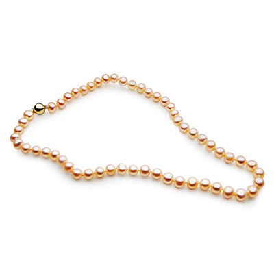 7 mm Pink Freshwater Pearl Necklaces Gold Pacific Pearls  Best Anniversary Gifts