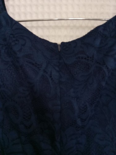Womans Dress Sleeveless High Low Lace Lined Navy Blue Size Medium - Picture 6 of 6