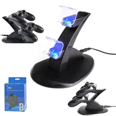 TEKDEALS PlayStation PS4 Dual Controller LED Charger Dock Station USB Fast Charging Stand