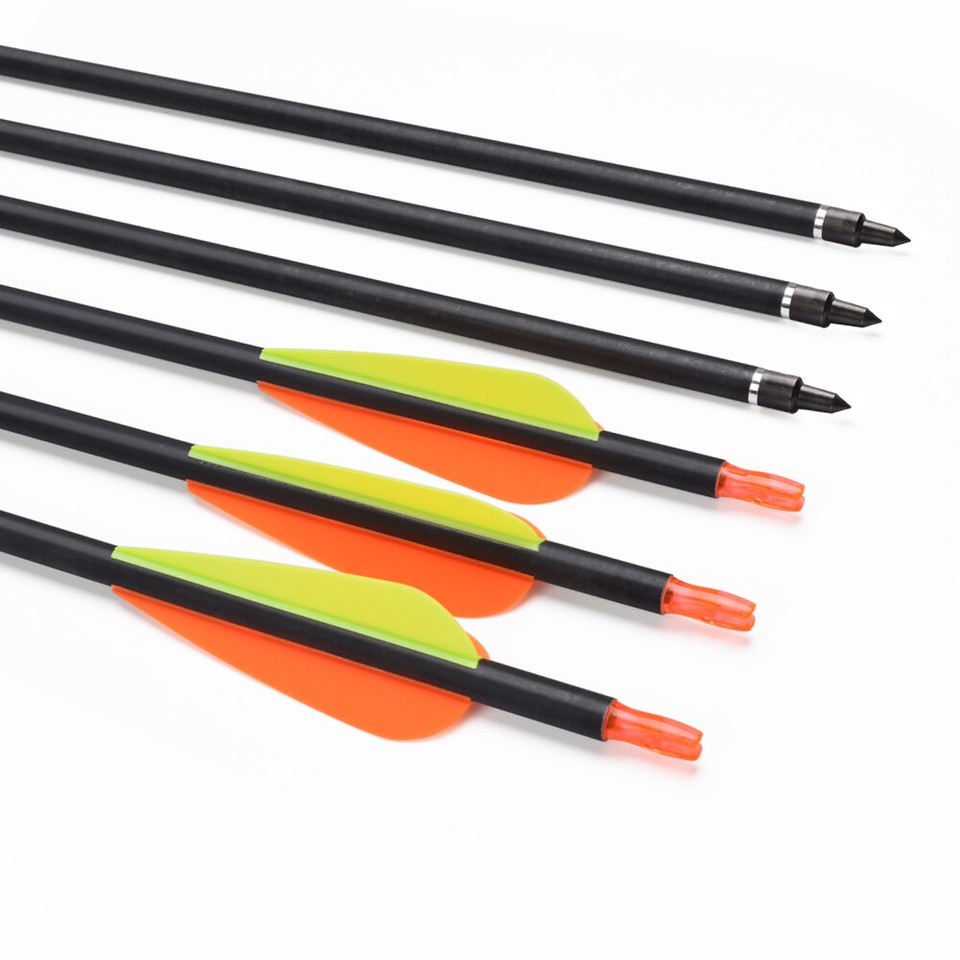 Compound Bow 12-Pack Carbon Hunting Arrows – 28” Spine 500, With 100 ...