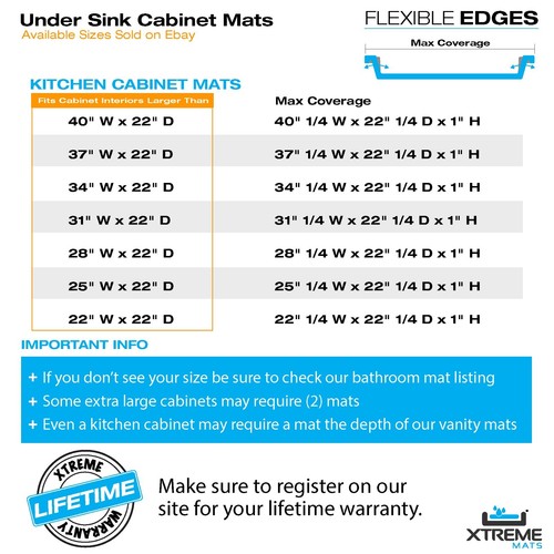 Xtreme Mats Under Sink Kitchen Cabinet Mat Drip Tray Liner - Various Sizes/Color - Picture 2 of 32