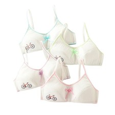 5 Pack Girls Cotton Bra Teenager Bralette Crop Top Sports Training Bras