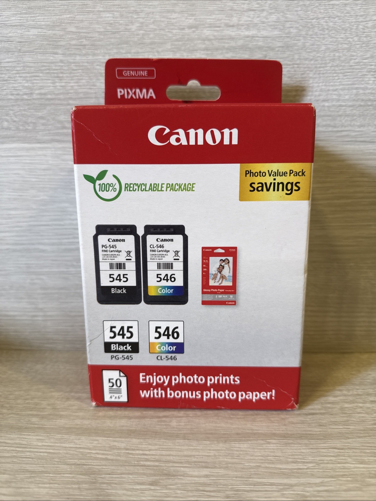 Canon PG545 Black CL546 Colour Ink Cartridge Photo Value Pack For PIXMA MG2950