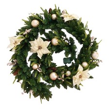 Pre-lit 9 FT Christmas Garland with Gold Flower and Berries, Multi-Function C...
