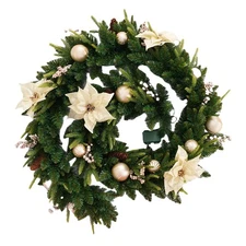Pre-lit 9 FT Christmas Garland with Gold Flower and Berries, Multi-Function C...