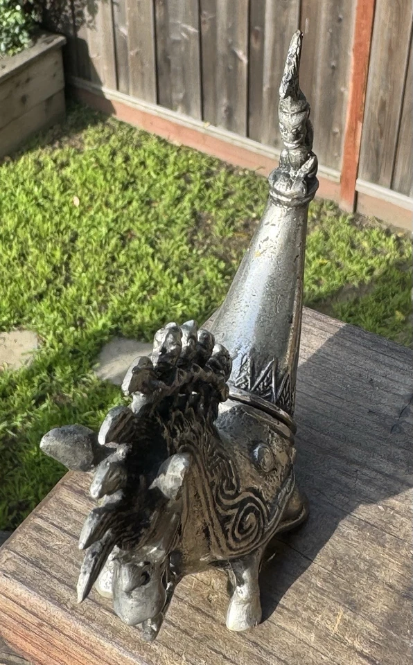 "Pequeña estatua de caballo de mar de metal Naga Morsarang Batak decoración del hogar H 4,5""" Foto 4 de 4