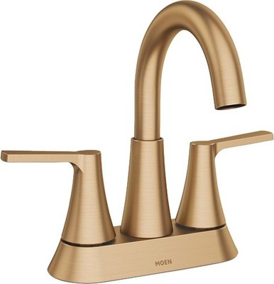 Moen 84311BZG Mikah Two-Handle High-Arc Bathroom Faucet in Bronzed gold