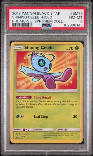 2017 POKEMON SM BLACK STAR PROMO SHINING CELEBI #SM79 PSA 8 NM