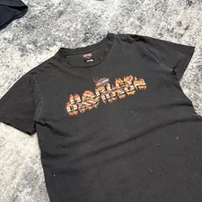 Vintage Harley Davidson T Shirt Hammond IN Flames Black Holoubek Mens Large L