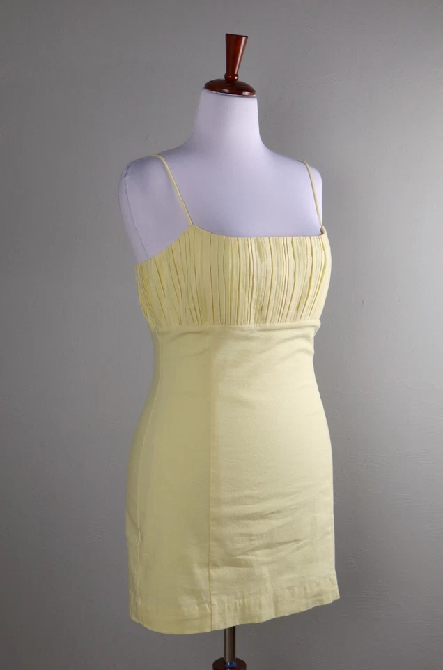 ANTHROPOLOGIE NWT $148 Maeve Sleeveless Slim Yellow Mini Linen Dress Size 12 - Image 4 of 4
