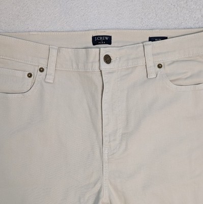 NEW J.Crew Flex Jeans Mens 38x32 Slim Fit Beige Stretch Denim Garment Dye Comfor