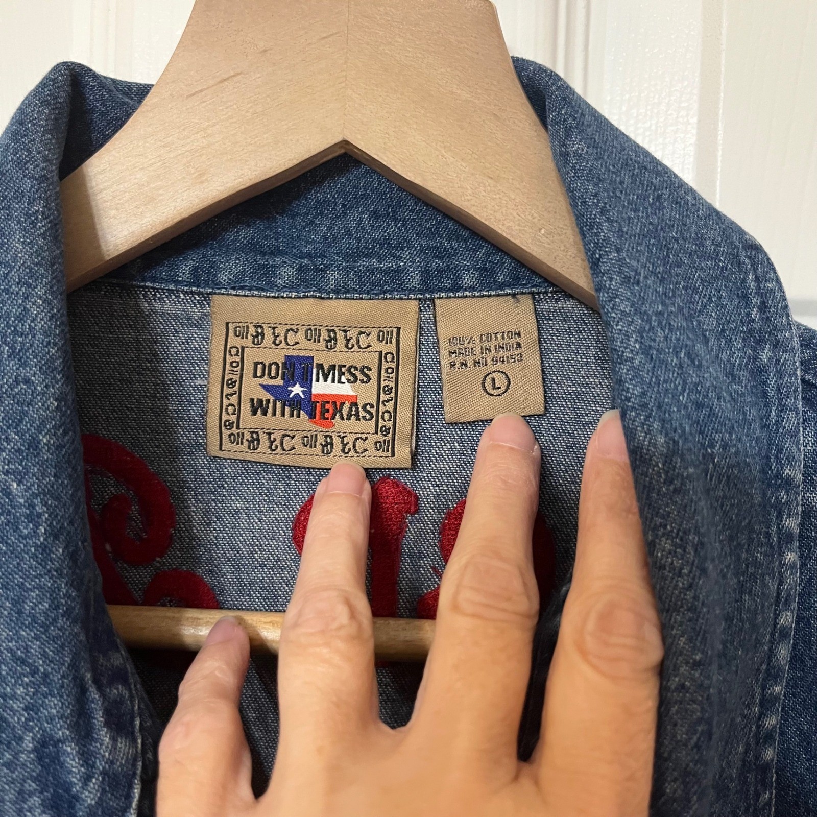 Womens Denim Jacket Motorcycle Patch Embellished … - image 11