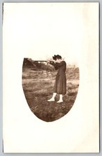 RPPC Woman All Dressed UP - Aiming Riffle, Get Off My Property - CYKO Postcard