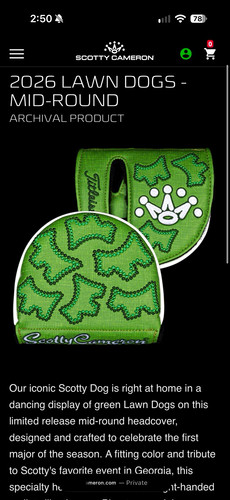 Scotty Cameron 2026 Lawn Dogs Limited Edition Mid-Round The Masters