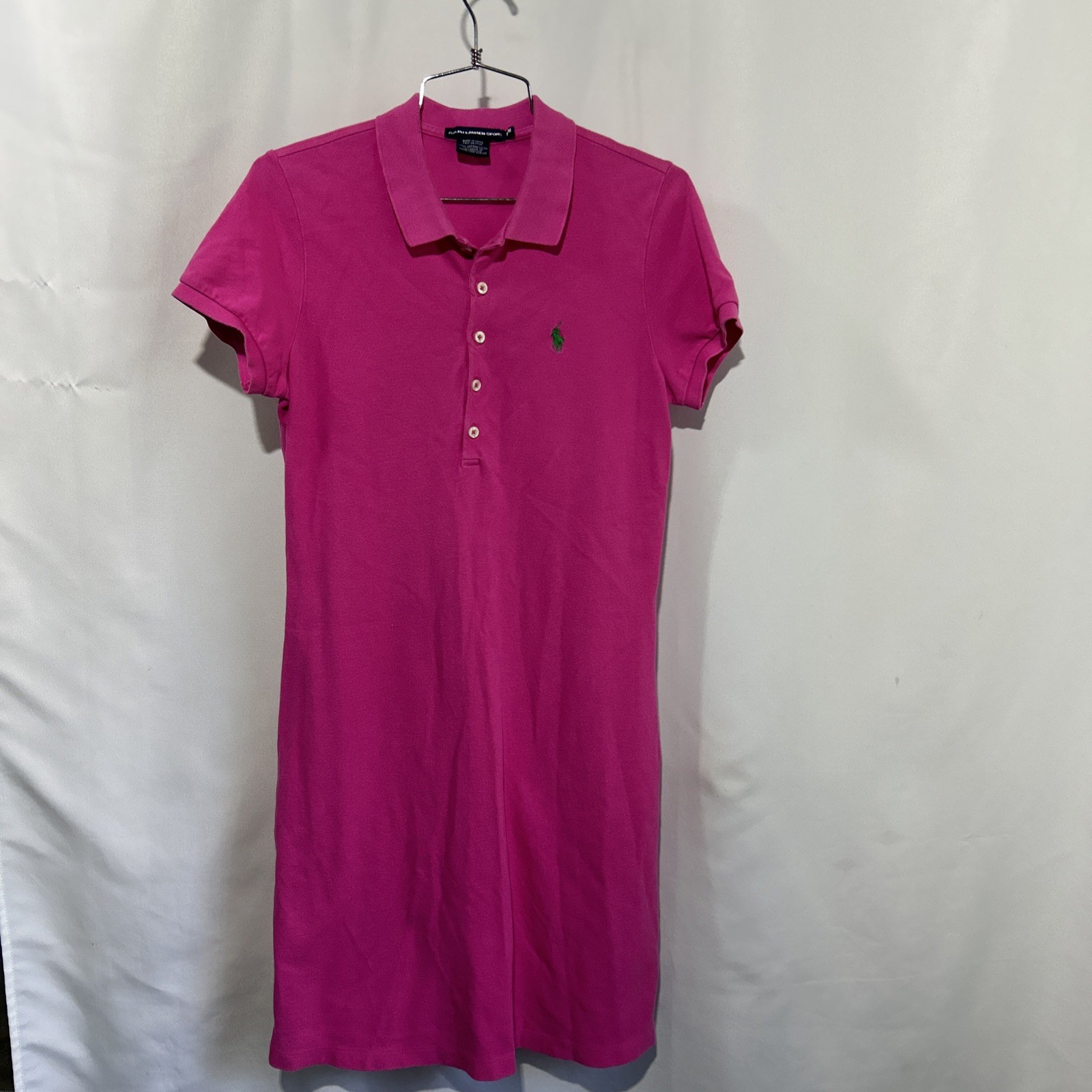 Ralph Lauren Sport Polo Dress Long Women’s Sz M Pink Logo Preppy Cotton