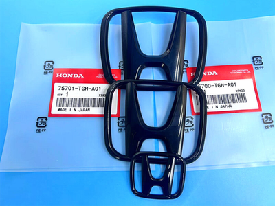 #ad 3PCS For 2016 21 Honda Civic 10th Matte Black Front Griile Emblem Rear Badge NEW $14.88