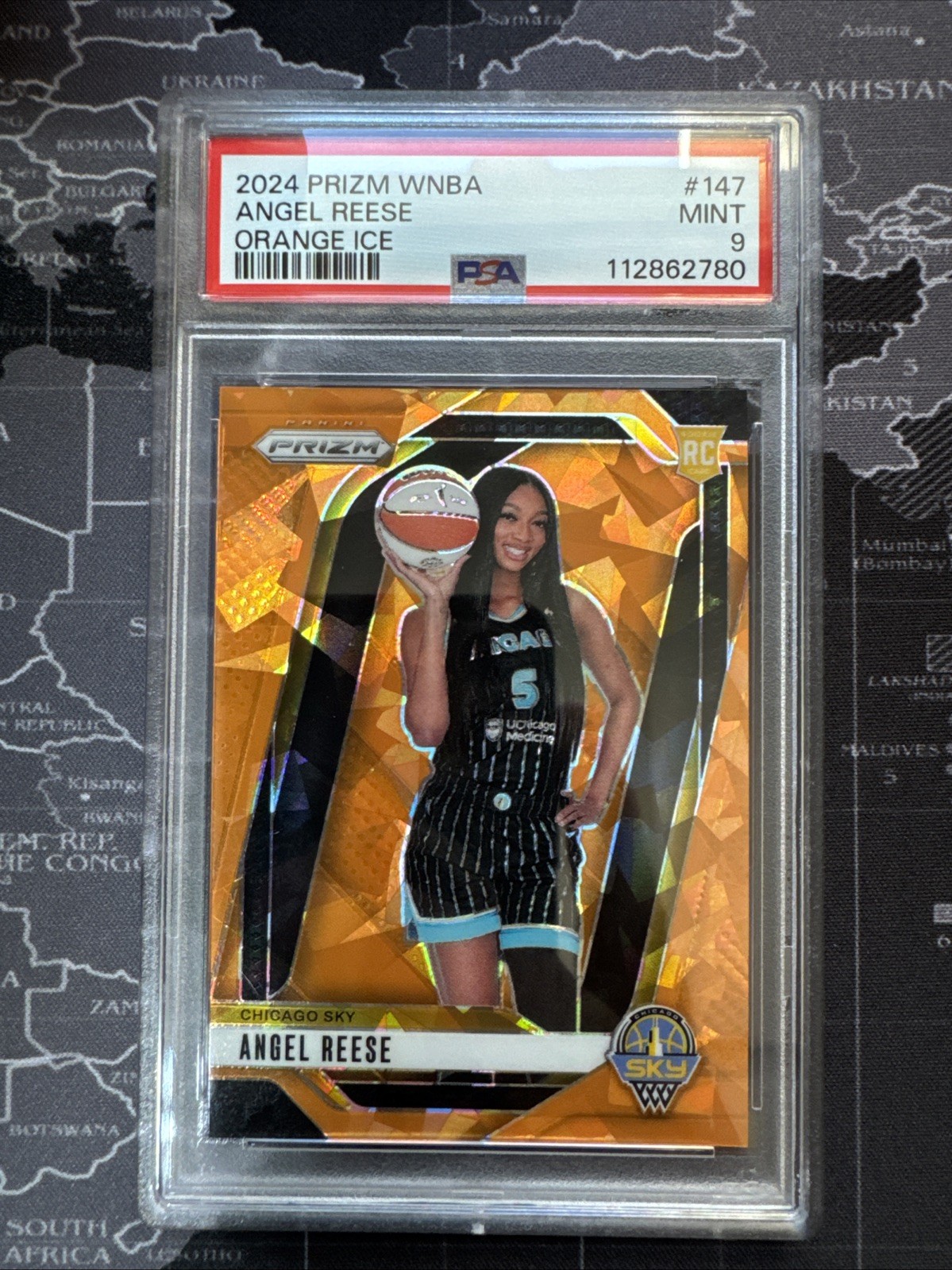 2024 Panini Prizm WNBA Angel Reese #147 Orange Ice Prizm (RC) PSA Mint 9