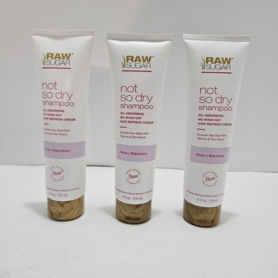3x Raw Sugar Dry Shampoo Oil Absorbing Aloe + Bamboo Hair Refresh Cream 4 oz.   