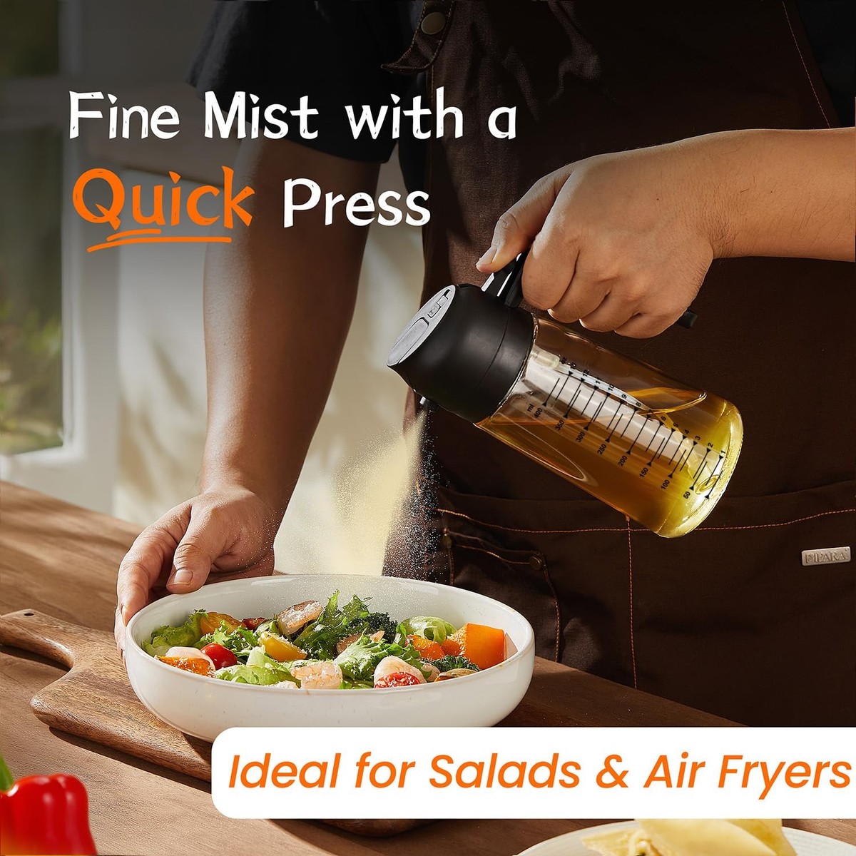 TrendPlain 16oz/470ml Glass Olive Oil Sprayer for Cooking – 2 in 1