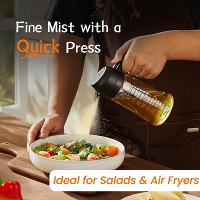 TrendPlain 16oz/470ml Glass Olive Oil Sprayer for Cooking – 2 in 1