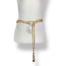Deadstock Vintage Y2K Gold Tone Chunky Chain Belt Adjustable Statement Buckle