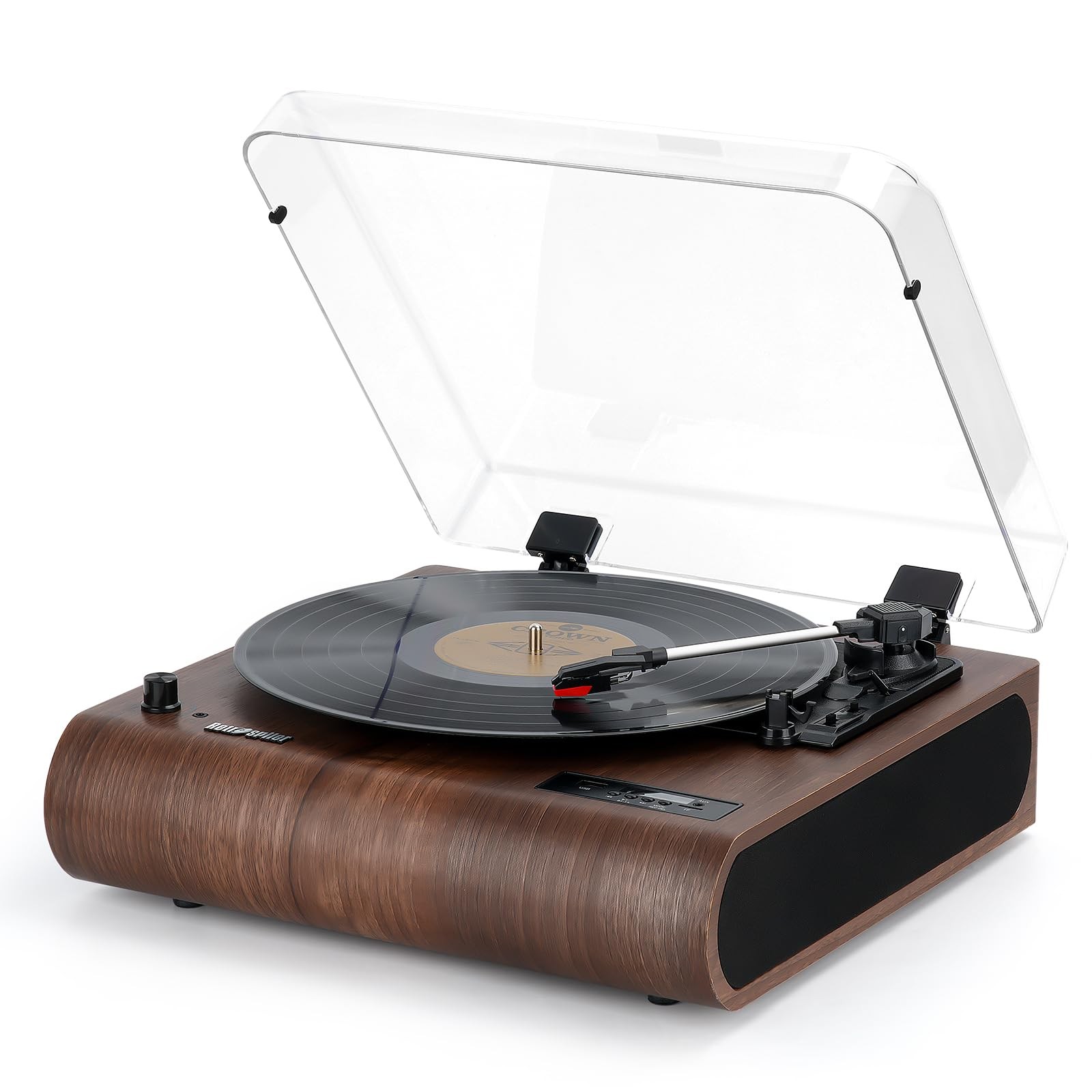 3-Speed Bluetooth Turntable with Built-in Speakers and FM Radio