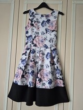 Cream, Pink & Black Floral Print Dress by Cameo Rose Size 10uk 38eu
