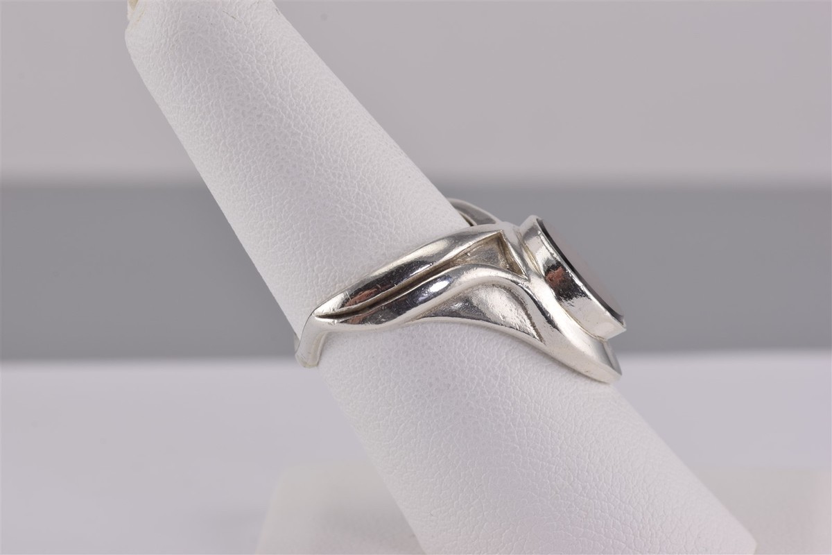 Cool Sterling Silver Round Smoky Quartz Disc Dropdown Shield Band Ring 925 Sz: 6 View 3
