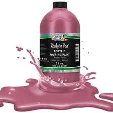 Pouring Masters Rose Pink Metallic Pearl 32oz Bottle Water-Based Acrylic Paint