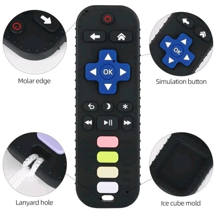 Juguete Mordedor Bebé - Juguete Masticable para Bebés 3-24 Meses TV Control Remoto Forma Dientes Foto 3 de 4