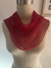 Vintage Scarf Sheer Solid Dark Red Retro Polyester 17 Wide X 44 Long Women s