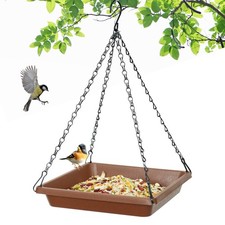 Large Hanging Bird Feeder Tray, Platform Spacious Birds Feeder with Mesh Tray...