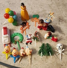 Vintage LOT Toppery na ciasto Klauni, Boże Narodzenie, Halloween