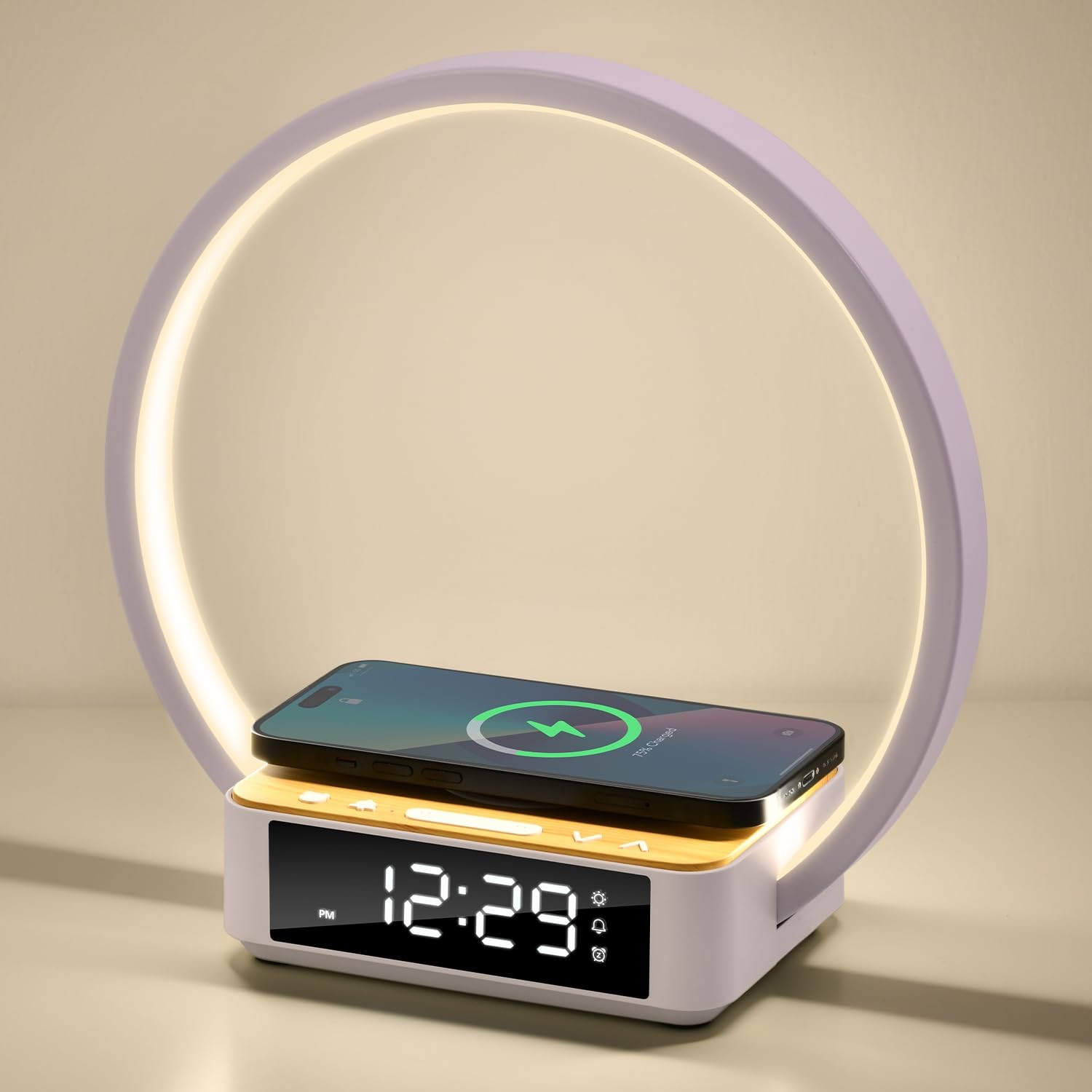 Lampe de chevet tactile lumineuse pour lecture du soir avec chargeur Qi salon et chambre