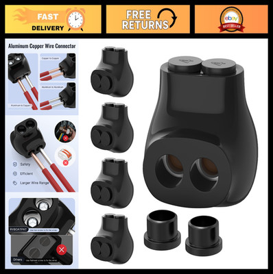 2 Port Insulated Multi Tap Connector for 4-14 AWG Aluminum to Copper Wire - 5 Pa