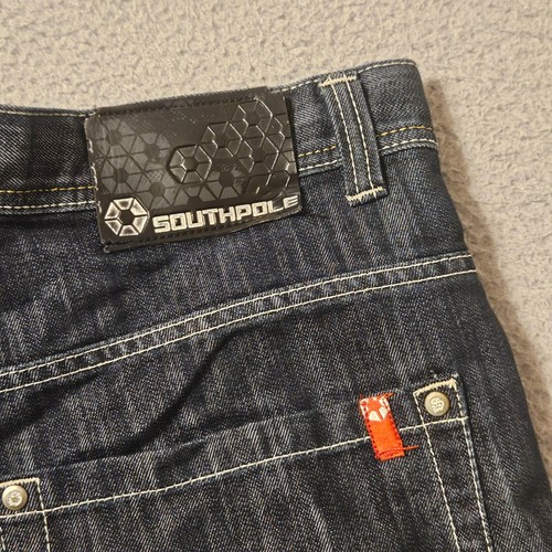 VINTAGE South Pole Mens 34 Jean Shorts Jorts Black Hip Hop Y2K 90s Baggy Skater