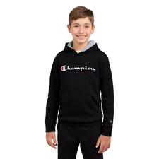 Champion L80411 Kids Boys Black Champion Script Fleece Hoodie Size M
