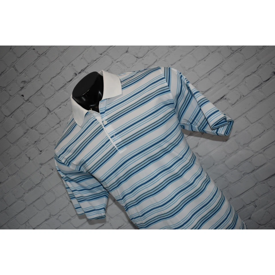 Рубашка поло для гольфа мужская Adidas размер средний полиэстер функциональная ClimaLite синяя - Изображение 4 из 4