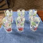 6-Vintage Floral Red, White & Green Tumblers, no cracks or chips — photo 1