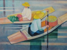 Louis Toffoli, Marché Flottant, lithographie signée et justifiée