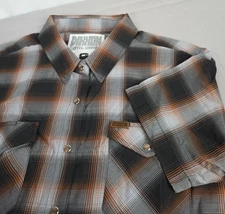 Dixxon Flannel Co The Patina Short Sleeve Bamboo Shirt Brown/Black Pearl Snap XL