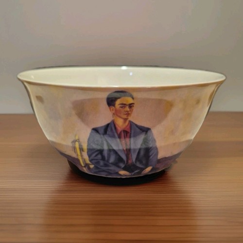 Frida Kahlo Decorative Ceramic Bowl Art Reproduction Self-Portrait with Cropped