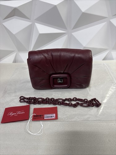 Roger Vivier Viv' Choc Shoulder Bag Burgundy Padded Leather