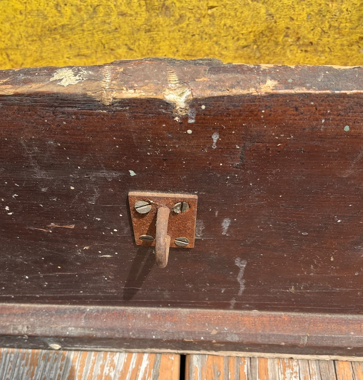 Vintage Wood Foot Locker Carpenter's Toolbox Chest Trunk