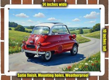 Metal Sign - 1958 BMW Isetta 300 Oil Painting - 14x10