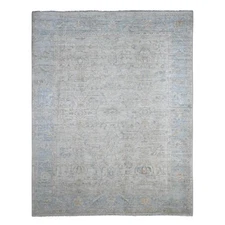 9'1"x11'7" Gray Peshawar with Heris All Over Design Wool Hand Knotted Rug G20349