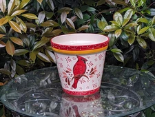 Cardinal Flower Pot | 10.5"Round Ceramic Planter is Handmade Mexican Pottery - U