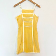 Cache Vintage 90's Panel Square Neck Mini Shift Dress Yellow Ivory 2